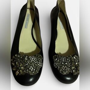 Vera Wang Lavender Label - Black Crystal Jeweled Flats